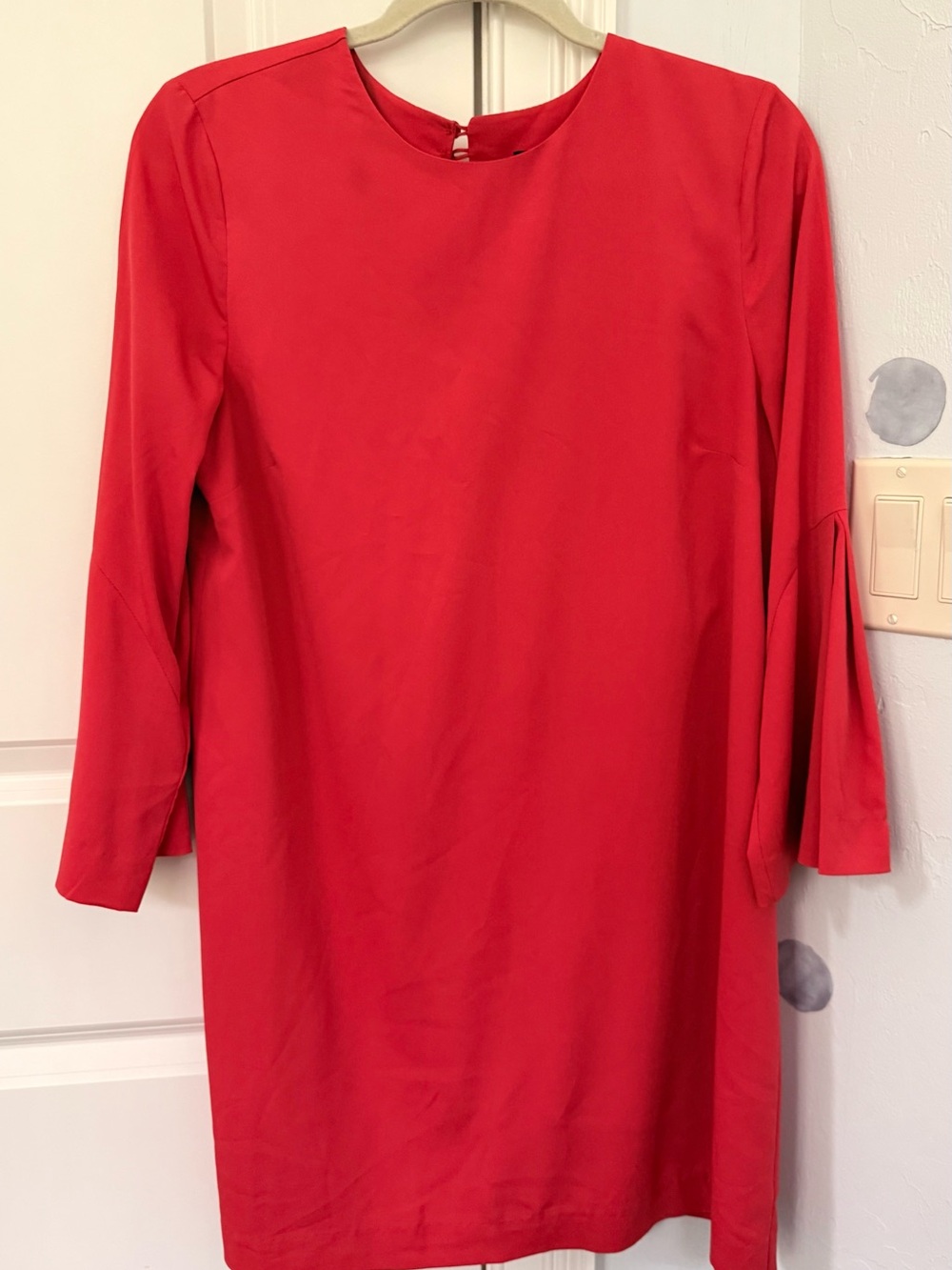 Banana Republic Red Long-Sleeve Shift Dress